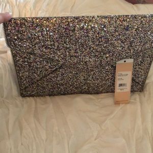Rebecca minkoff silver glitter Leo envelope bag